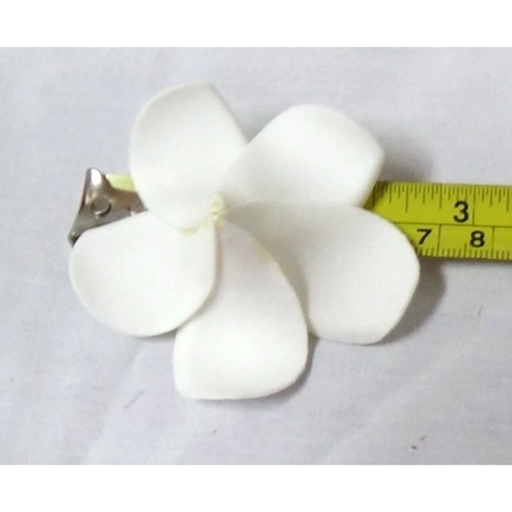 Plumeria Flowers Artificial Foam 100 White & Yellow Hair Wedding Decor Lei #020
